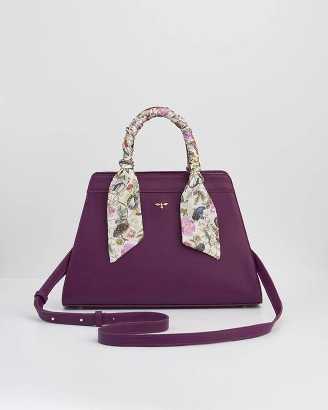 Tote, Floral Engravings Plum